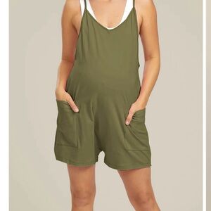 Olive Green Short Maternity Romper